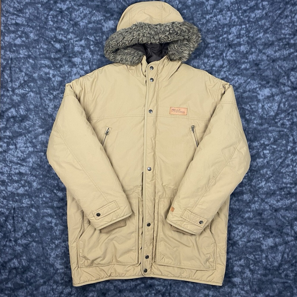 Vintage Ecko Unltd Function Heavy Parka Jacket Brown Faux Fur Hood Y2K Mens L